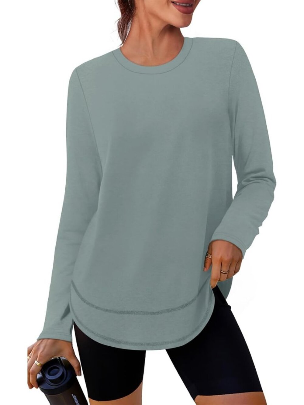 Women's Grey Green UPF 50+ Sun Protection Long Sleeve Shirts Hiking Workout Tops